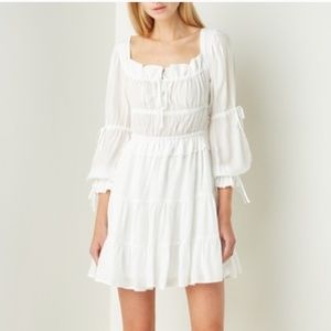 AllSaints Kimi Silk Blend Ruched Mini Dress White Size 4